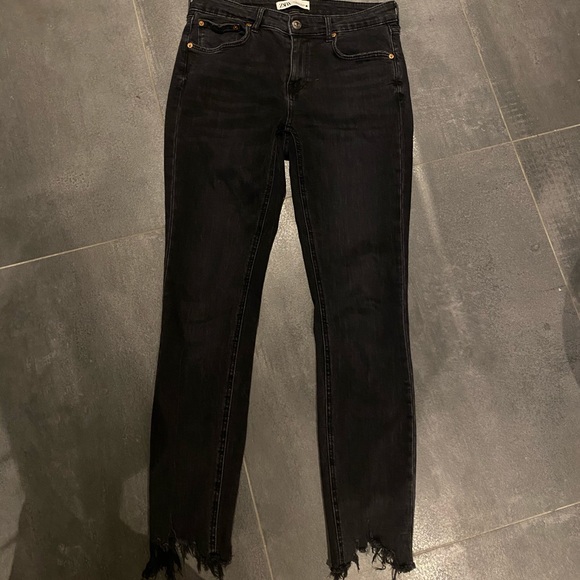 NWOT ZARA  ZW PREMIUM SKINNY JEANS IN PEARL BLACK - Picture 2 of 7